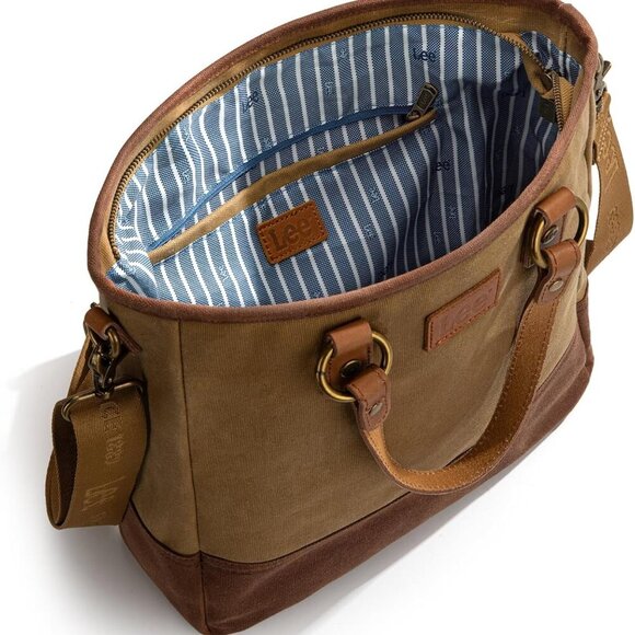 x Lee Waxed Canvas Tote Bag for Women Top-Handle Handbag Shoulder Bag with Adjus - Picture 4 of 7